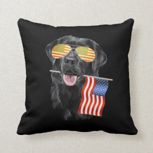 Hund  Black Labrador US - amerikanische Flagge Kissen