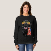 Hund| Black Labrador US - amerikanische Flagge Sweatshirt (Vorne ganz)