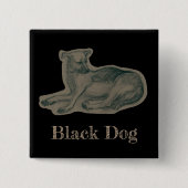 Hund. Bleistift zeichnend. Button (Vorderseite)