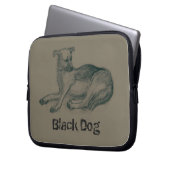 Hund. Bleistift zeichnend. Laptopschutzhülle (Vorderseite Links)
