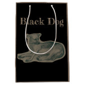 Hund. Bleistift zeichnend. Mittlere Geschenktüte (Vorderseite)