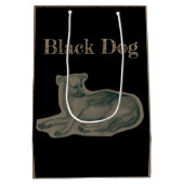 Hund. Bleistift zeichnend. Mittlere Geschenktüte (Rückseite)