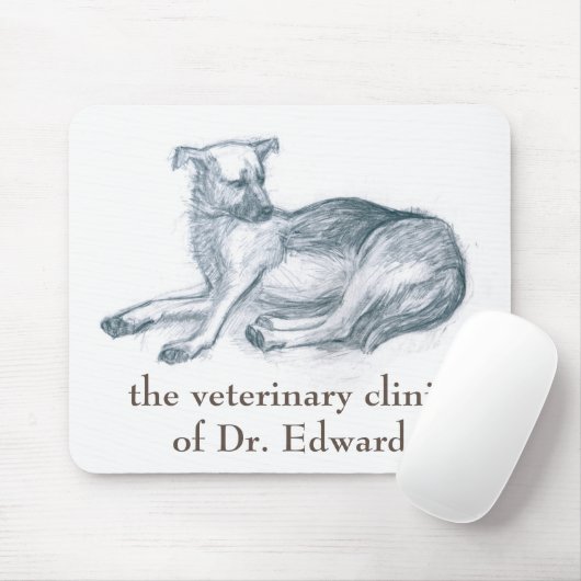 Hund. Bleistift zeichnend. Mousepad (Mit Mouse)