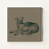 Hund. Bleistift zeichnend. Notizbuch (Rückseite)