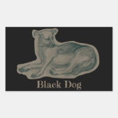 Hund. Bleistift zeichnend. Rechteckiger Aufkleber (Vorderseite)