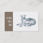 Hund. Bleistift zeichnend. Visitenkarte (Rückseite)