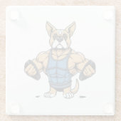 Hund Bodybuilder Glasuntersetzer (Rückseite)