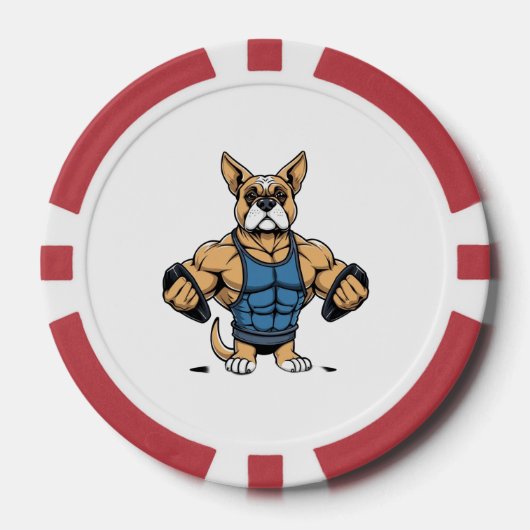 Hund Bodybuilder Pokerchips (Vorderseite)