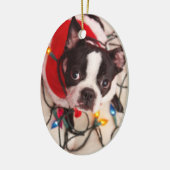 Hund Bostons Terrier in funkelnder Keramik Ornament (Links)