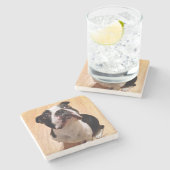 Hund Bostons Terrier Steinuntersetzer (Seitenansicht)