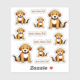 Hund Braun, sitzend -  Aufkleber