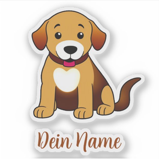 Hund Braun, sitzend -  Aufkleber (Vorderseite)