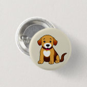 Hund Braun, sitzend -  Button (Vorne & Hinten)