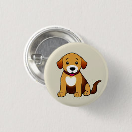 Hund Braun, sitzend -  Button