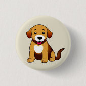 Hund Braun, sitzend -  Button (Vorderseite)