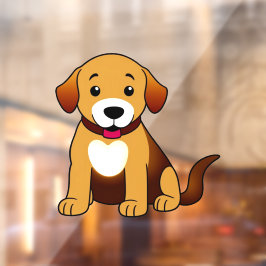 Hund Braun, sitzend -  Fensteraufkleber