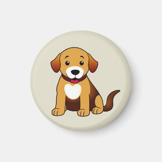 Hund Braun, sitzend -  Magnet (Vorne)