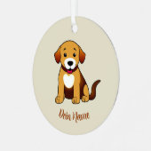 Hund Braun, sitzend -  Ornament Aus Metall (Vorderseite links)