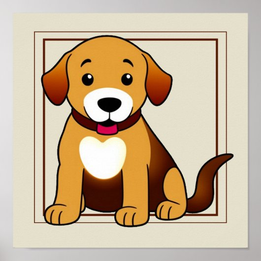 Hund Braun, sitzend - Poster (Vorne)