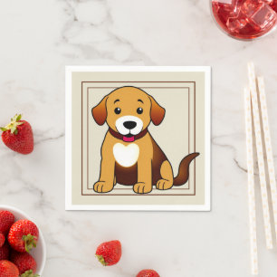 Hund Braun, sitzend -  Serviette