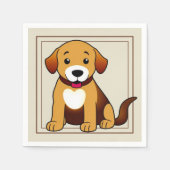 Hund Braun, sitzend -  Serviette (Vorderseite)