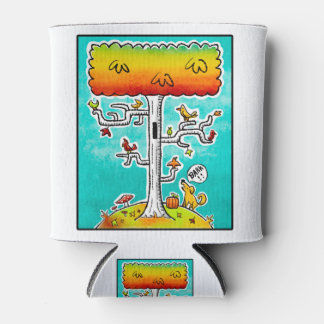 Hund bricht Herbst Birkenbaum mit Vögeln auf Dosenkühler