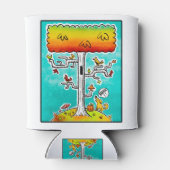 Hund bricht Herbst Birkenbaum mit Vögeln auf Dosenkühler (Rückseite)