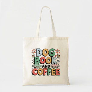 Hund, Buch und Kaffee Tragetasche
