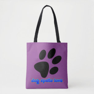 Hund buchstabiert Liebe mit Pfotenabdruck Tasche