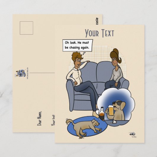 Hund Chasing Dream Postkarte (Vorne/Hinten)