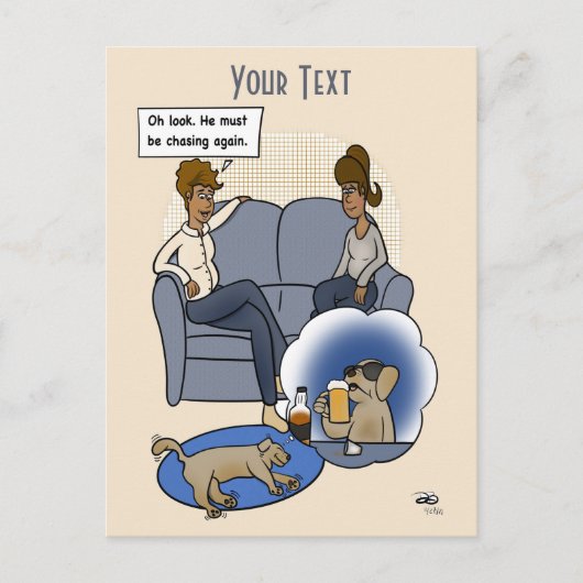 Hund Chasing Dream Postkarte (Vorderseite)