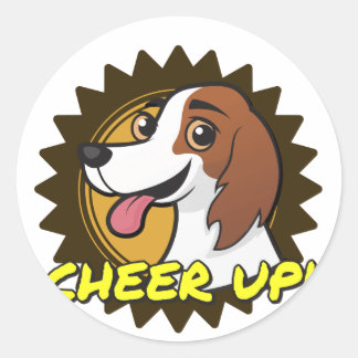 Hund - Cheer auf! Runder Aufkleber