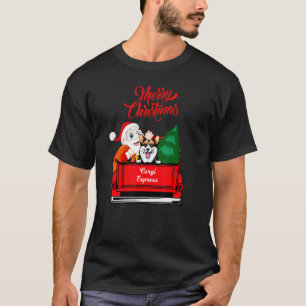 Hund Corgi mit dem Weihnachtsmann in rotem Pickup T-Shirt