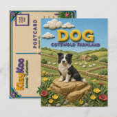 Hund Cotswold Farmland Modern KlayKoo Postkarte (Vorne/Hinten)