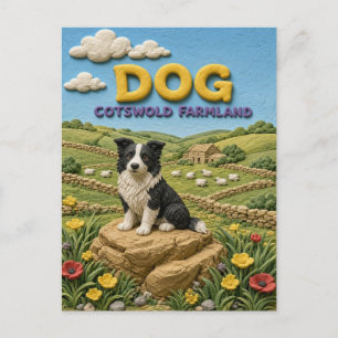Hund Cotswold Farmland Modern KlayKoo Postkarte