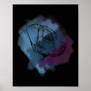 Hund Cross Hatch - Color Line Art Tattoo Poster