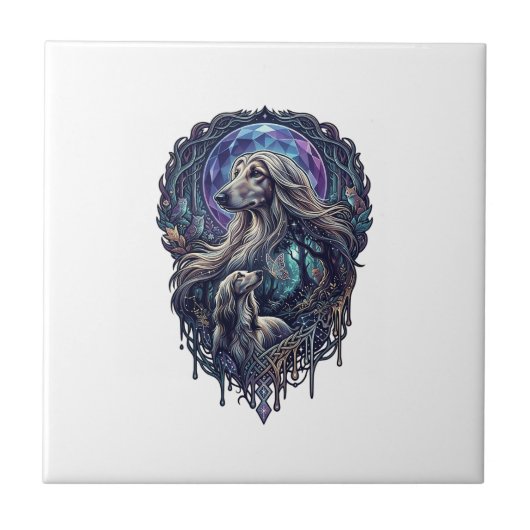 Hund Crystal Moon Enchanted Forest_1 Fliese (Vorderseite)