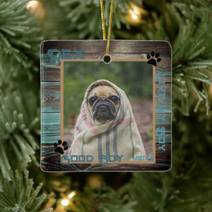 Hund Custom Foto Wood Keramikornament