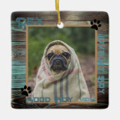 Hund Custom Foto Wood Keramikornament (Vorderseite)