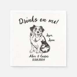 Hund Custom Wedding Cocktail Napkin Serviette