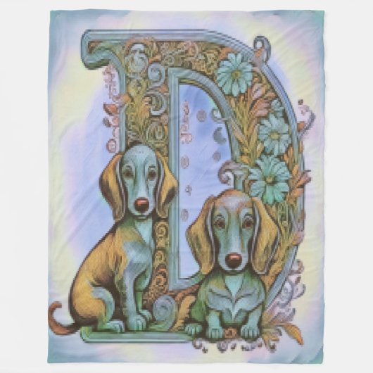 Hund D Alphabet Fleecedecke (Vorderseite)