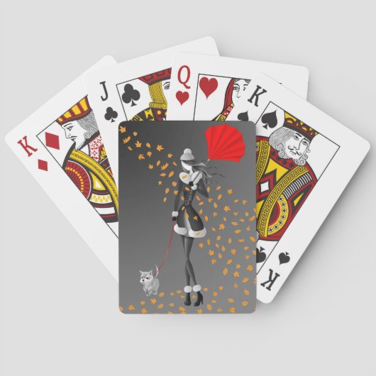 Hund & Dame Herbstblätter Spielkarten (Rückseite)