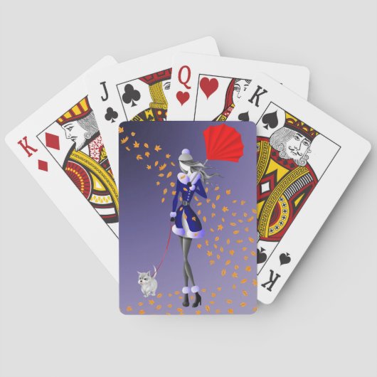 Hund & Dame Herbstblätter Spielkarten (Rückseite)