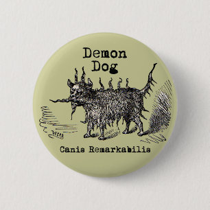 Hund-Dämon Vintage Lustig Süß Button