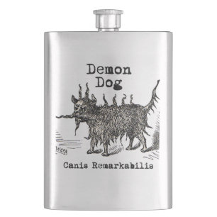 Hund-Dämon Vintage Lustig Süß Flachmann