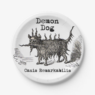Hund-Dämon Vintage Lustig Süß Pappteller