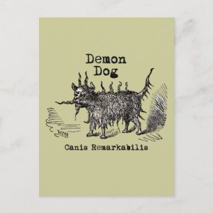 Hund-Dämon Vintage Lustig Süß Postkarte