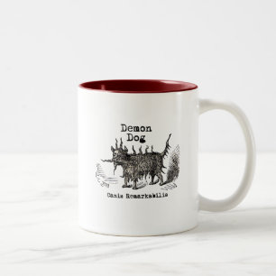 Hund-Dämon Vintage Lustig Süß Zweifarbige Tasse