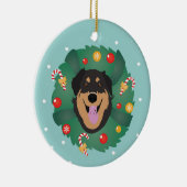Hund dekoriert Weihnachtskranz Keramik Ornament (Rechts)