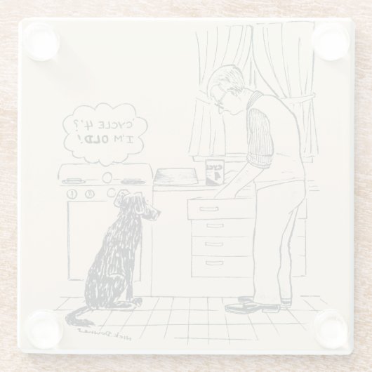 Hund, der älter wird glasuntersetzer (Rückseite)